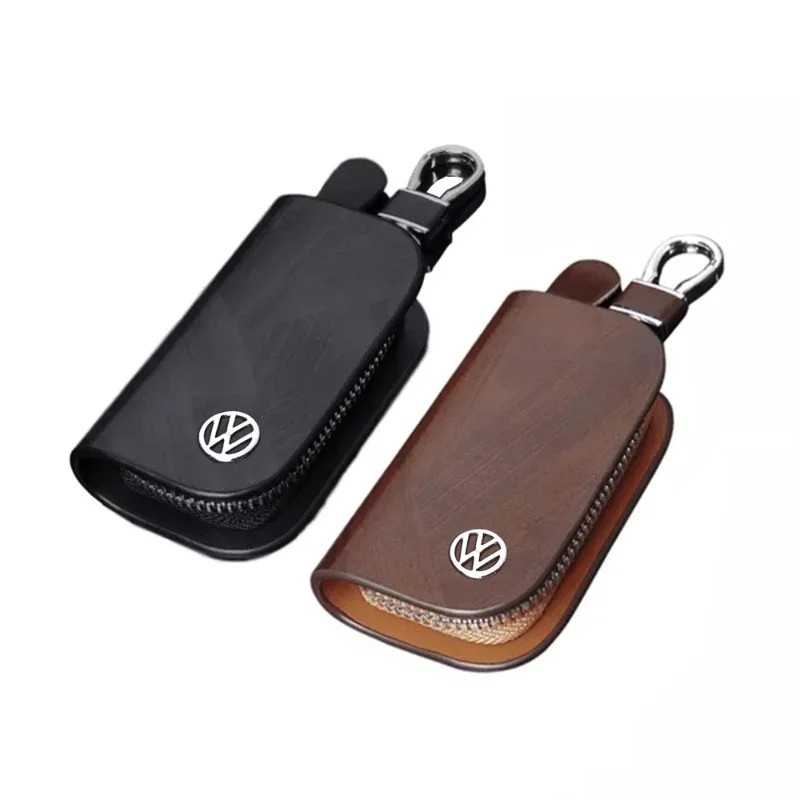 Leather Car Logo Key Case Cover Key Chain Protective Bag for Volkswagen Passat Santana Tiguan Scirocco Magotan Sagitar Lavida CC