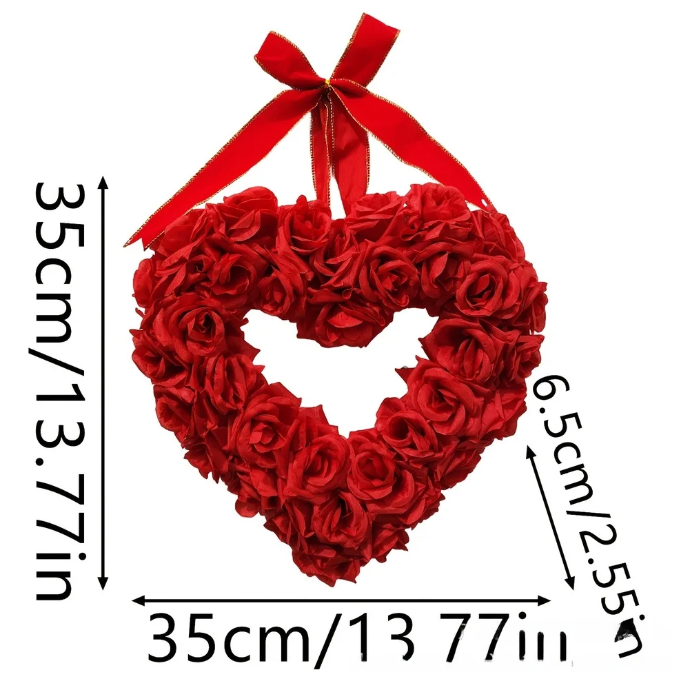 

Ручная работа. Декоративный венок на День святого Валентина. Для внутреннего и наружного использования. Из пластика и шелковых роз. Украшение на День святого Валентина.