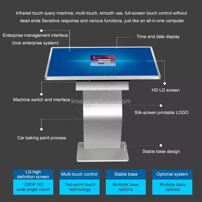 

22 Inch Full HD Floor Standing Digital Signage Video Interactive Touch Screen LCD Advertising Information Kiosk