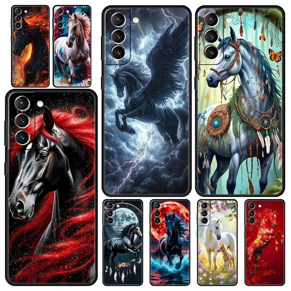 Phone Case Cover for Samsung Galaxy S26 S25 S24 S23 S22 S20 S21 FE Ultra S25Edge Plus 5G Soft TPU Capas Horse Animal Fundas Bags