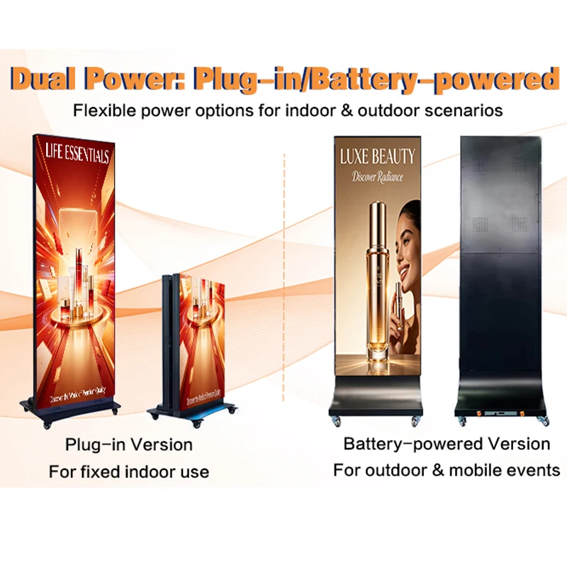 Full Screen Foldable Led Poster Display Floor Standing P1.5 P1.8 P2.5 Digital Signage And Display For Marketing Advertising