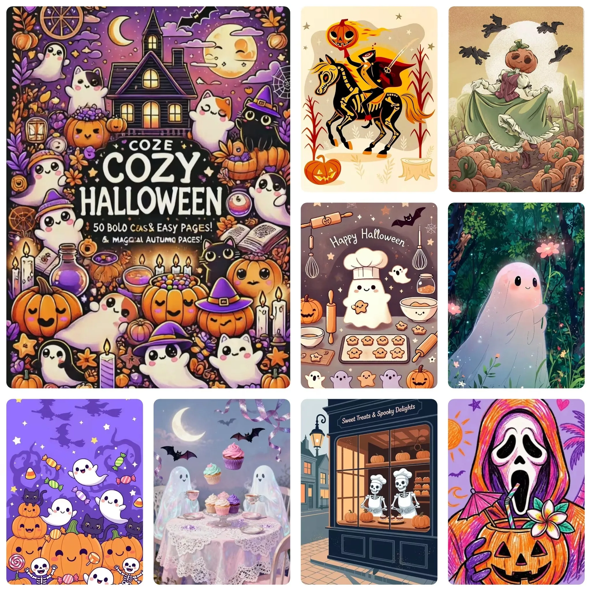 Cute Ghost And Pumpkin Cartoon Style Jigsaw Puzzles 500/1000/1200/2000PCS Gameroom Bedroom Home Decor Birthday Party Gift
