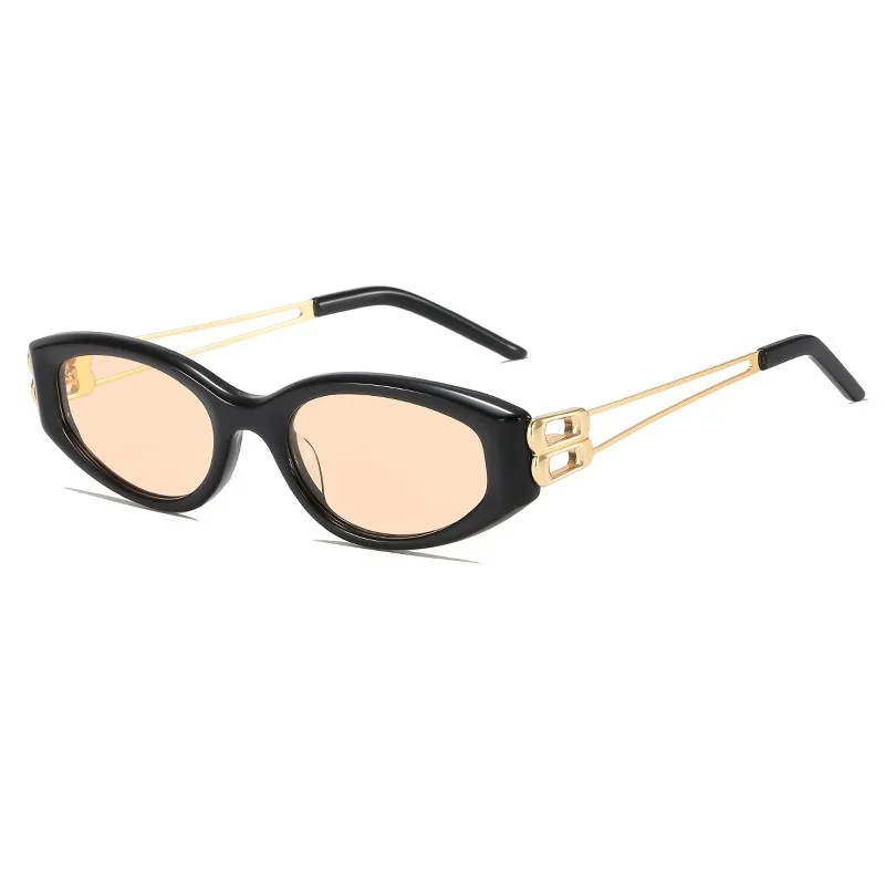 Gafas de sol de diseñador de marca retro a la moda para mujer, gafas ovaladas resistentes a los rayos UV, gafas universales de moda para parejas de hombres, gafas de gato UV400