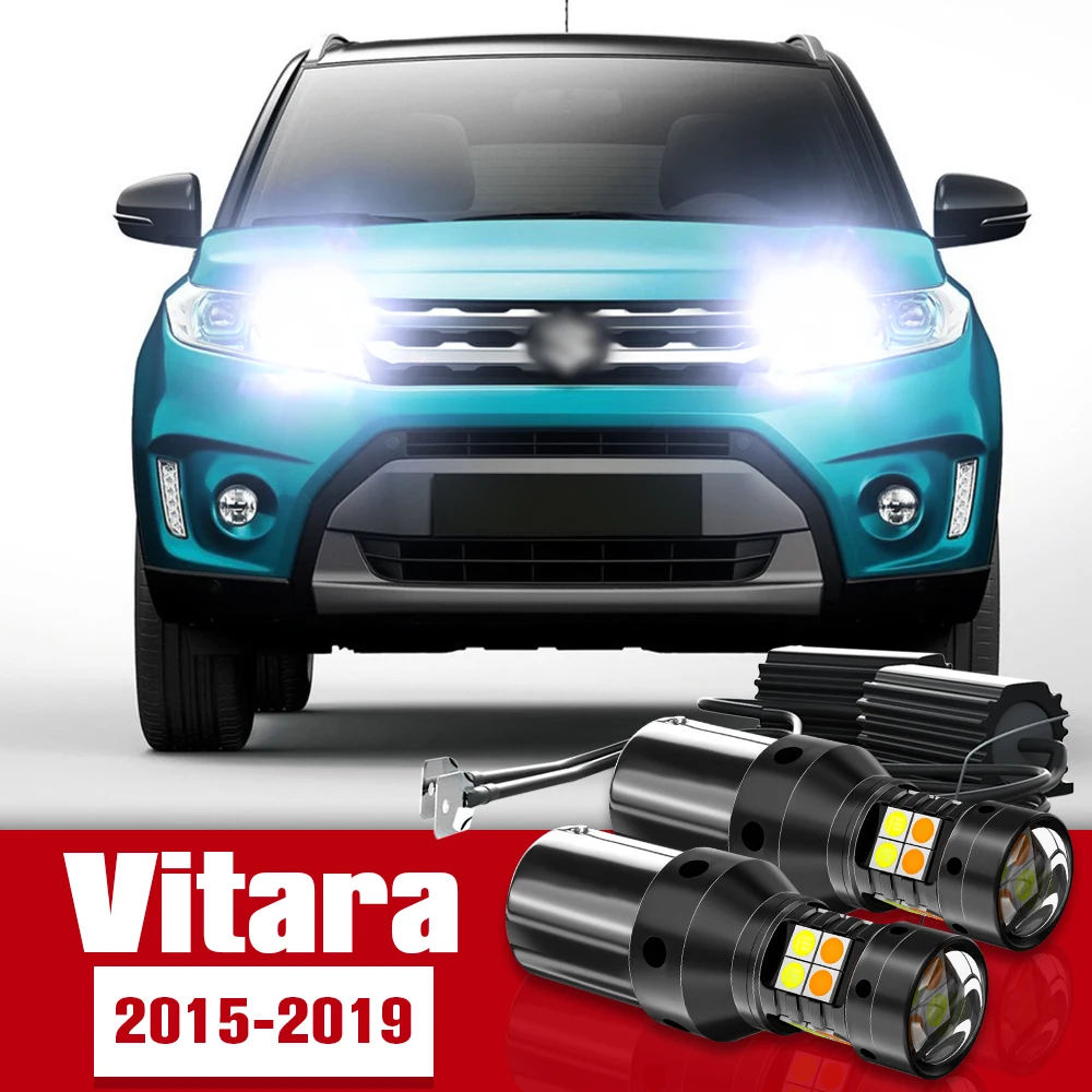 Señal de giro de modo Dual y luz de circulación diurna, accesorios LED de 2 piezas, DRL, para Suzuki Vitara 2015-2019 2016 2017 2018