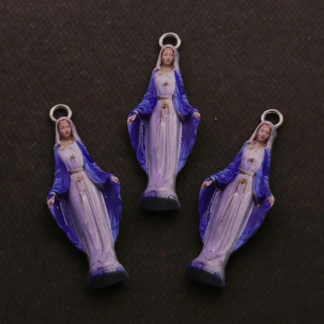 3Pcs Christian Enamel Our Lady of Grace Pendant Our Lady Medalla Medal Milagrosa Virgin Mary Charms for Jewelry DIY Accessories
