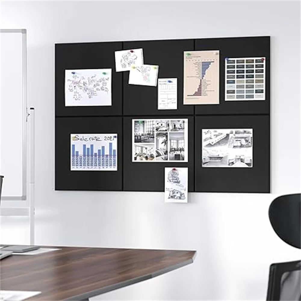 Large Cork Board, 6-Pack Felt Wall Tiles, for Wall Pin Board & Bulletin Board, Office Decor, Cork Board Alternative
