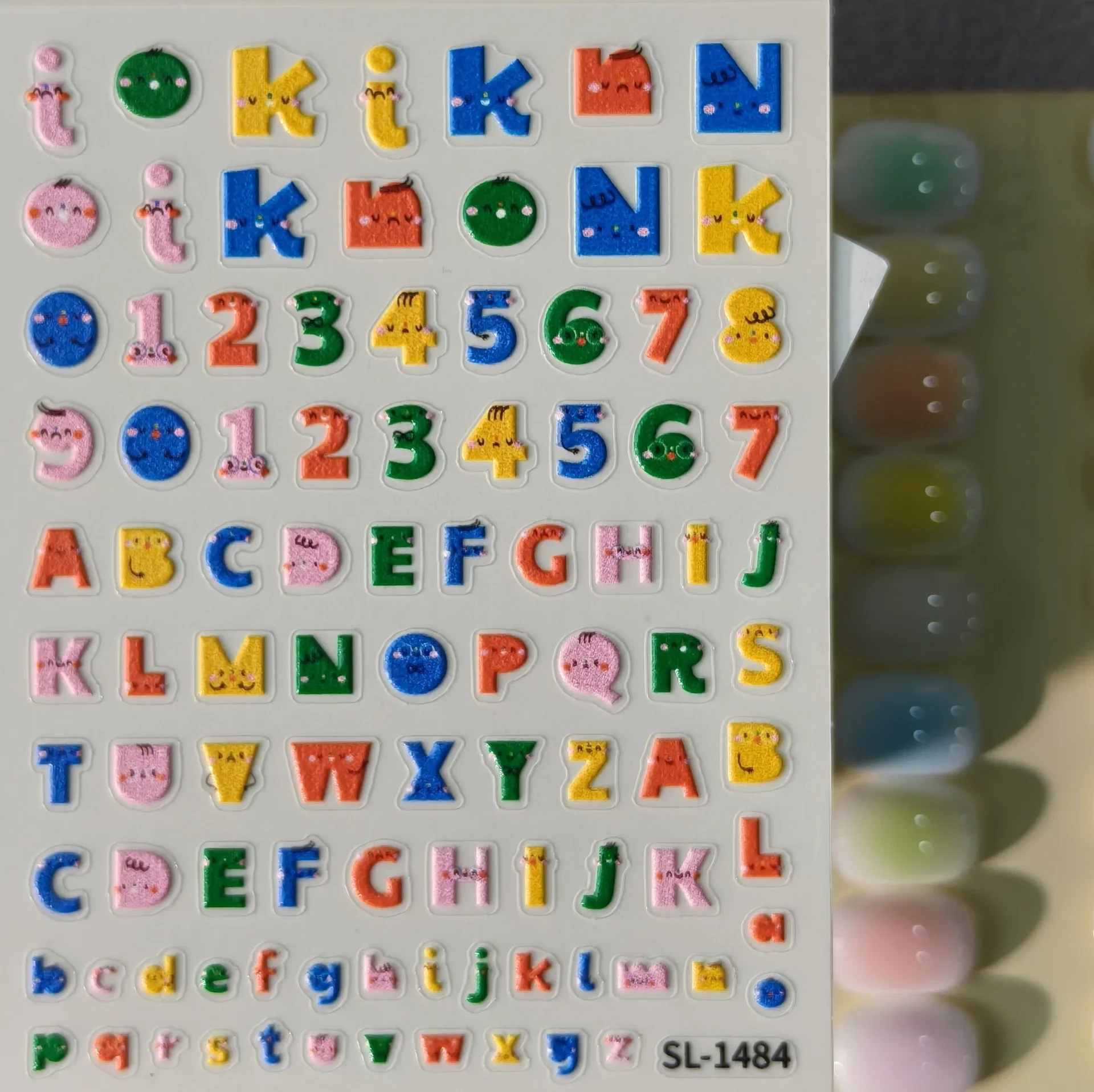 1 Set 5D Embossed Color Creative Letter Nail Stickers Versatile Letters Numbers Self-Adhesive DIY Manicure Nail Decor Ornaments