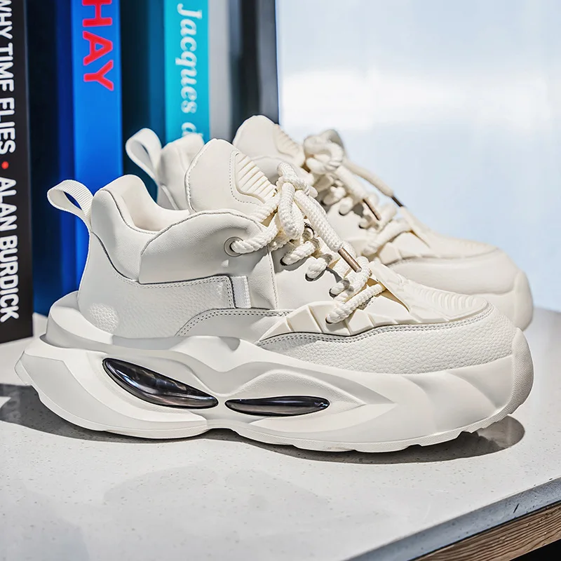 

2026 New Men's Shoes, Young People Wear Thick Soles, Short Casual Sports Shoes, Heightening Dad Shoes, Trendy Little White Shoes