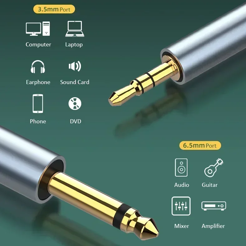 DREMAKE-Cabo de áudio para computador e laptop, Cabos Aux, 3,5mm a 6,5mm, Jack para celular e amplificador de DVD, placa de som