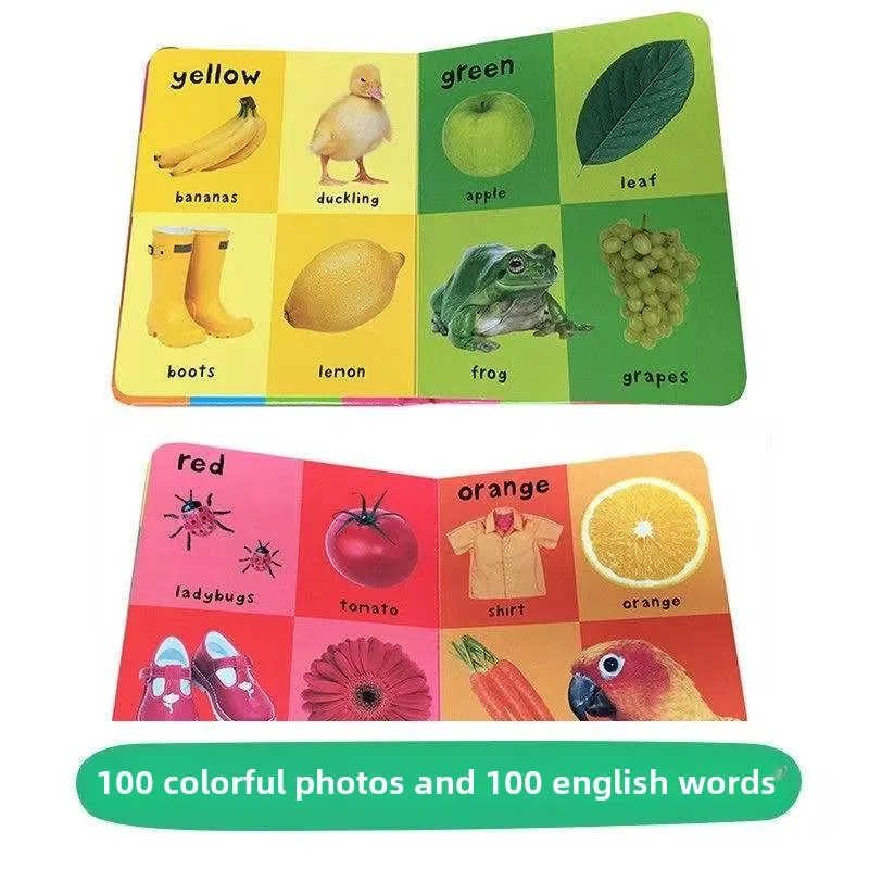 4books Montessori First 100 English Words Learning Cardboard Book Animals Colors Numbers Language Physical Picture Books