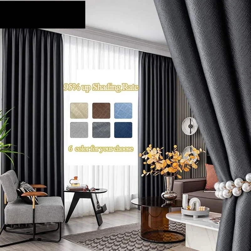 Blackout Thermal Insulated Curtains Solid Color Noise Reducing Curtains for Bedroom Living Room Home Decor Soundproof Drapes