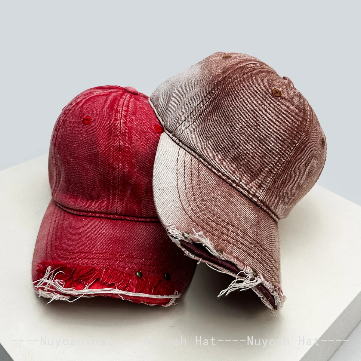 New Men Women Broken Style Rivet Gradient Color Baseball Hats Sunshade Personal Versatile Retro Peaked Caps ins Fashion Street