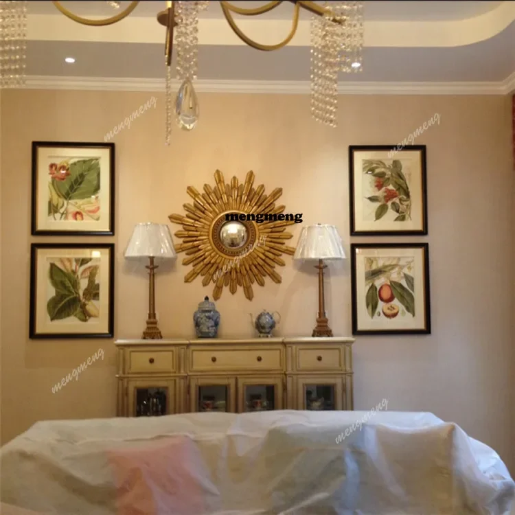 Hot sales European decorative mirror foyer creative sunflower enigma mirror soft wall hanging ancient decorative mirror