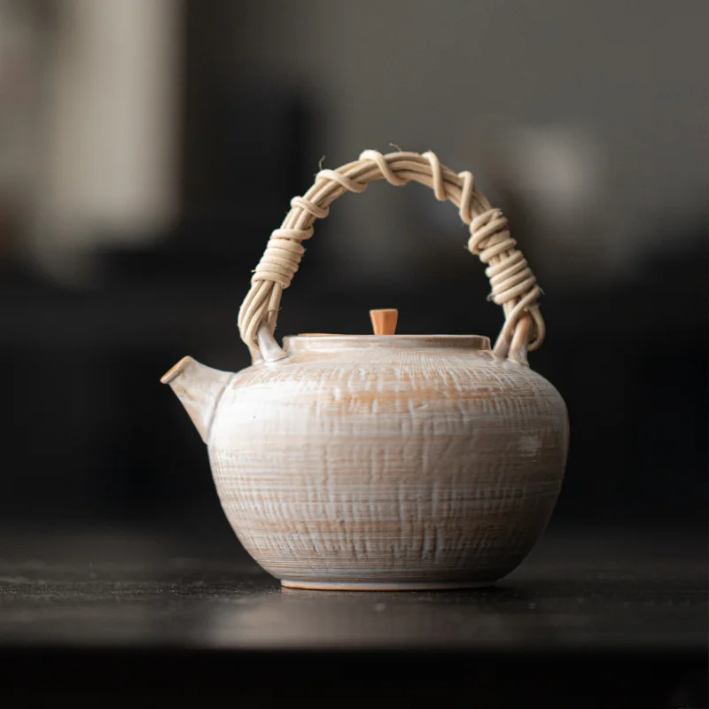 Ceramic Rattan Lifting Beam Pot, Teapot, Kettle, Teapot, Coarse Pottery Kung Fu Tea Set, Electric Ceramic Stove