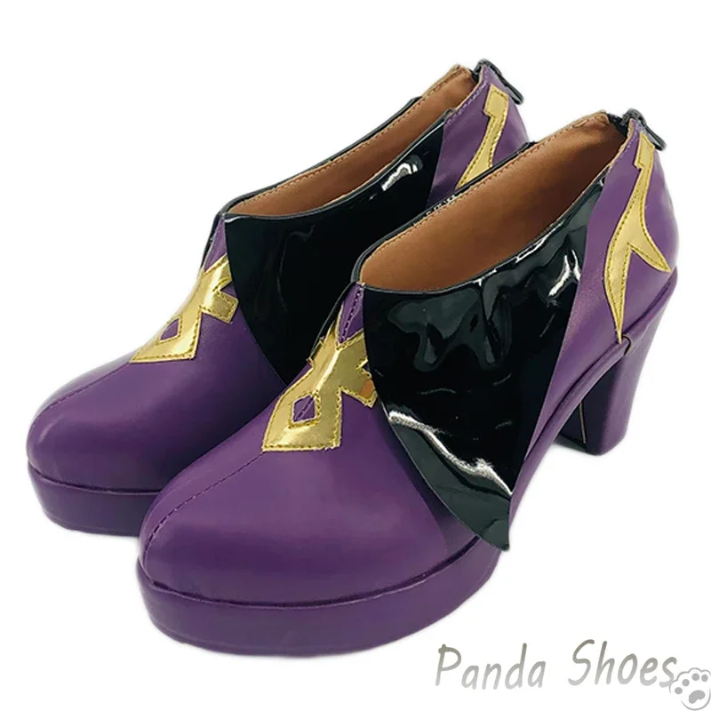 Genshinimpact Keqing Cosplay Shoes Anime Game Cos Purple Boots Ke Qing Cosplay Costume Prop Shoes for Con Halloween Party