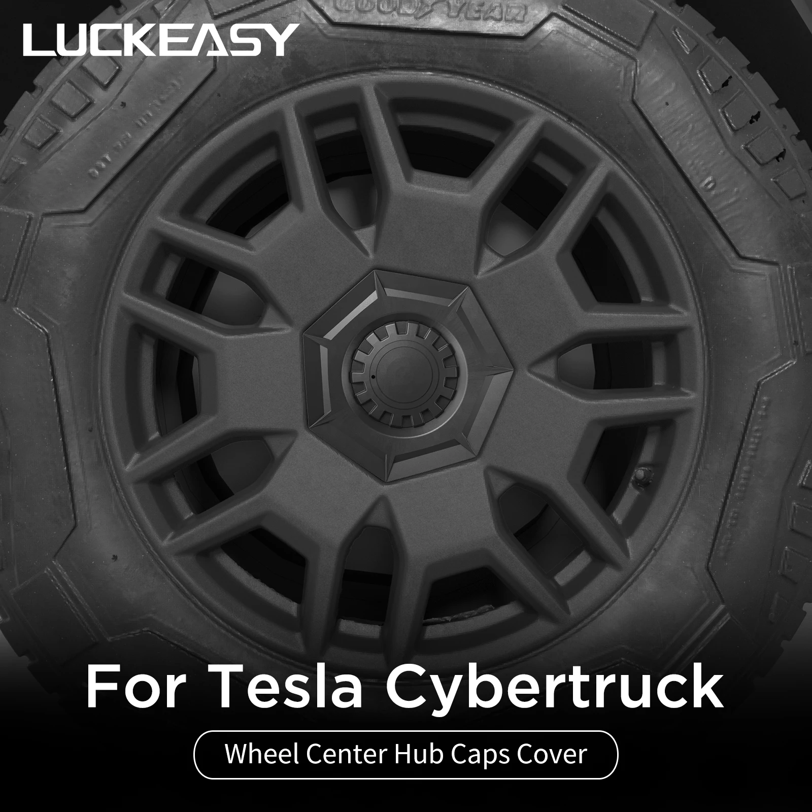 LUCKEASY For Tesla Cybertruck 2024 Wheel Hub Center Cover ABS Decoration Wheel Cap Cover Kit Car Exterior Accessories 4pcs