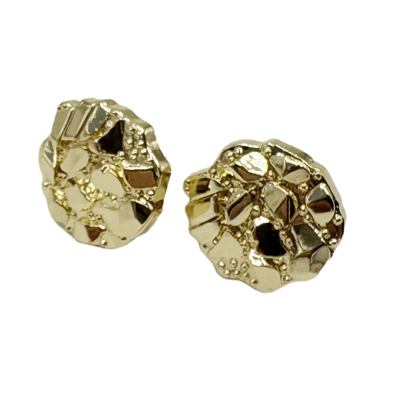 

14k Gold Plated 12mm round Stud Earrings for Men And Women Fashion Jewelry Irregular Geometric Shape Gold Nugget Earrings