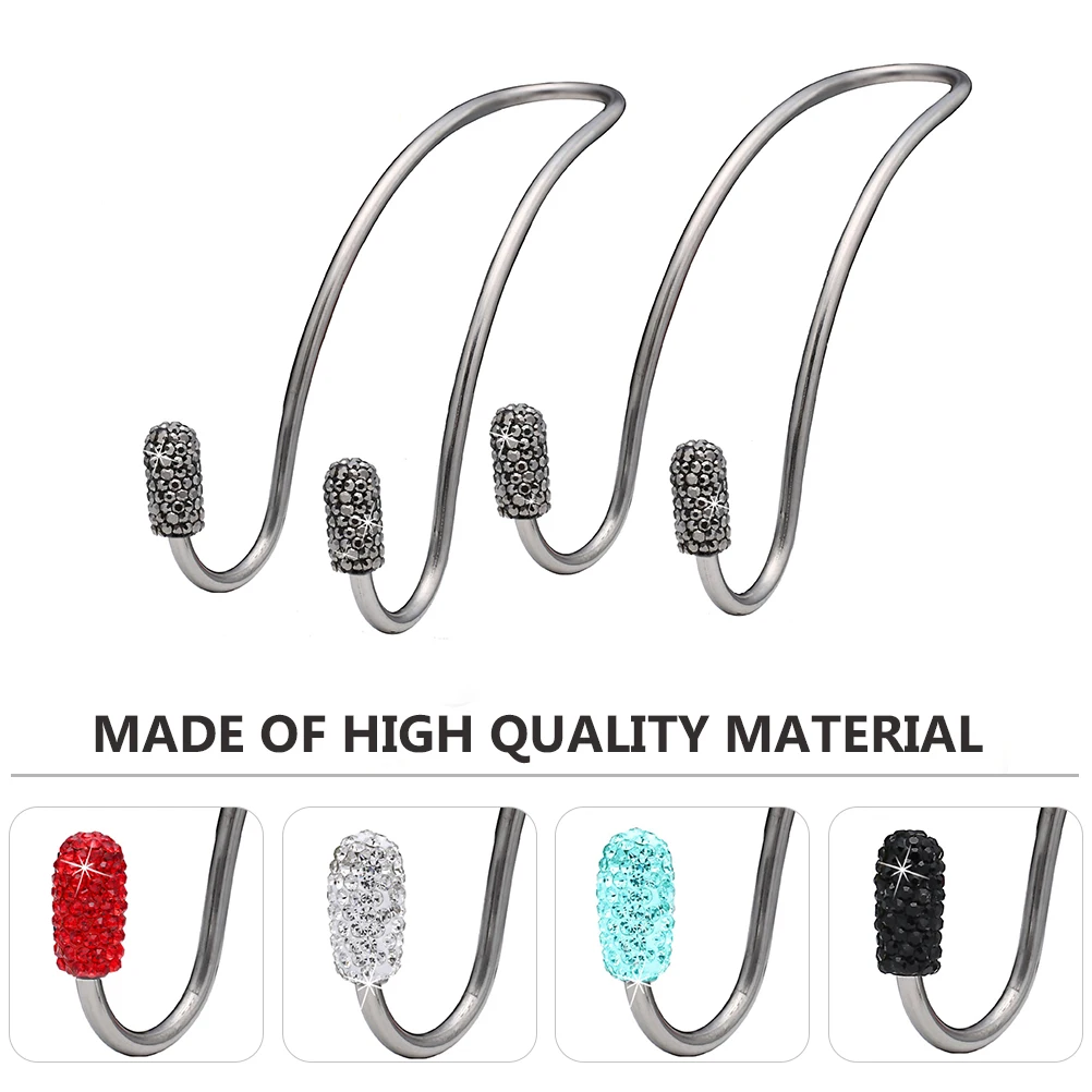 

2 pcs Car Chair Hooks Stainless Steel Double Storage Holders Back Seat Hanging Groceries Clothes Umbrella Handbags Accessories