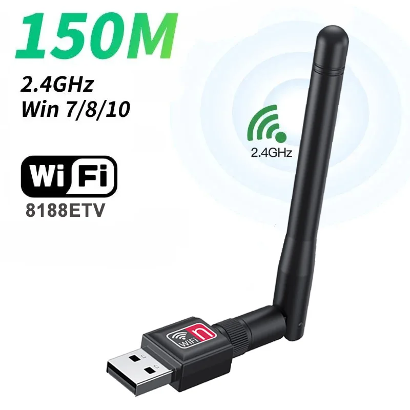 150Mbps 8188 Mini USB WiFi Adapter Wireless Network Card 802.11 B /g/n 5db Antenna Signal Receiver Dongle for PC Laptop Windows