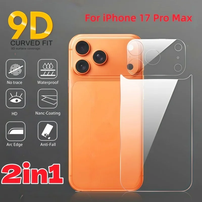 

2in1 Back Tempered Glass+Lens Glass For iPhone 17 Pro Max 17Pro 17Air Anti scratch back cover For iPhone 17 Series Glass