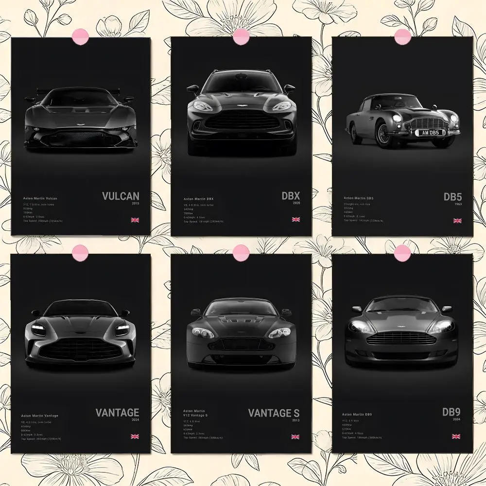 Sports A-Aston M-Martin Supercar Poster Matte Self-Adhesive Wall Art Print Living Room Bedroom Home Decor