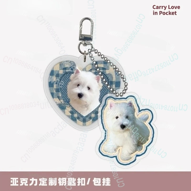 Ekskluzywna personalizacja zdjęć, akrylowy brelok z własnym zdjęciem psa lub kota do zawieszenia na torbie