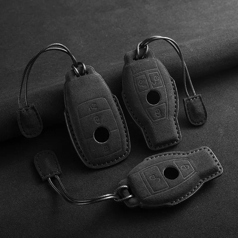 

Leather Car Key Case For Mercedes Benz A C E S G Class GLC CLE CLA GLB GLS W177 W205 W213 W222 X167 AMG Fob Suede Accessories