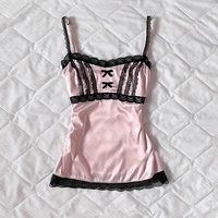Cute Lace Bow Women Tank Vest vintage Aesthetic Y2K Sweet Harajuku crop tops Streetwear Hip Hop Punk Rock emo girl Baby T-Shirt