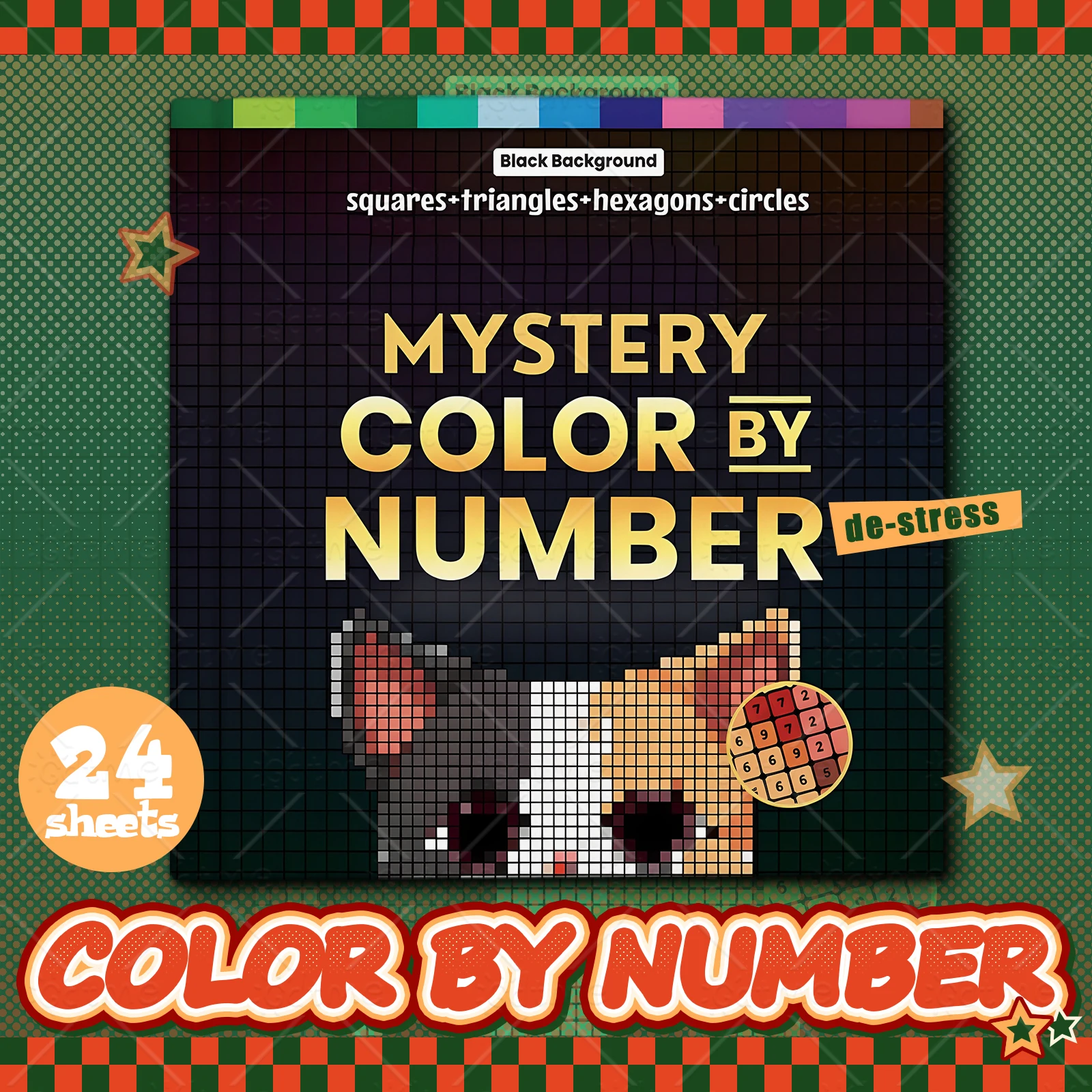 

1 шт. Книга-раскраска Mystery Mosaics Pixel Animal: Расслабляющая книга для рисования от руки, красочная граффити-книга для самостоятельного творчества, раскраска по номерам, книги для рисования