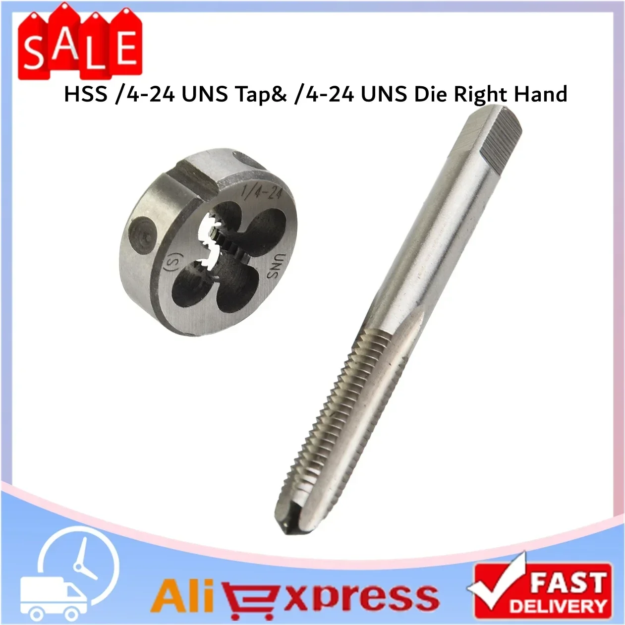 HSS 1/4 24 UNS Tap & 1/4 24 UNS Die Right Hand Materials Tap Length 73mm Outer Diameter 20mm Steel Construction