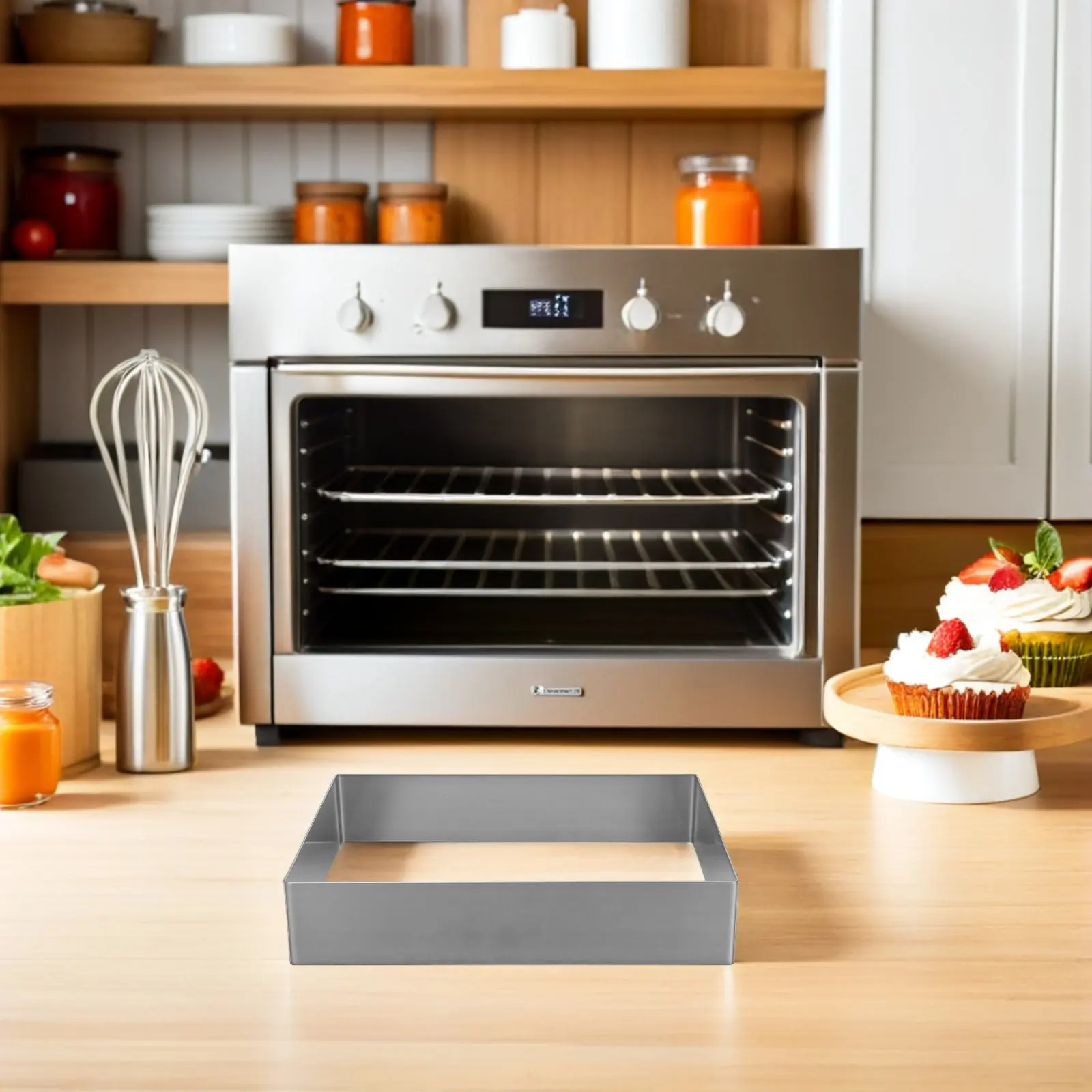 Stainless Steel Mousse Ring Rectangular Cake Baking Mold 9.84x7.87x1.97in Dishwasher Safe Nonstick Baking Pan for Tiramisu
