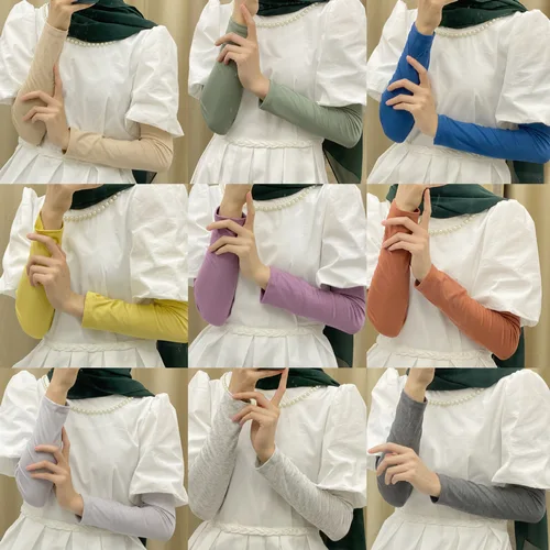 Imagen 2 del producto Nuevas mangas de algodón Modal mujeres hombres verano sólido de manga larga deportes de ciclismo calentadores de brazo niñas otoño guantes de protección solar al aire libre