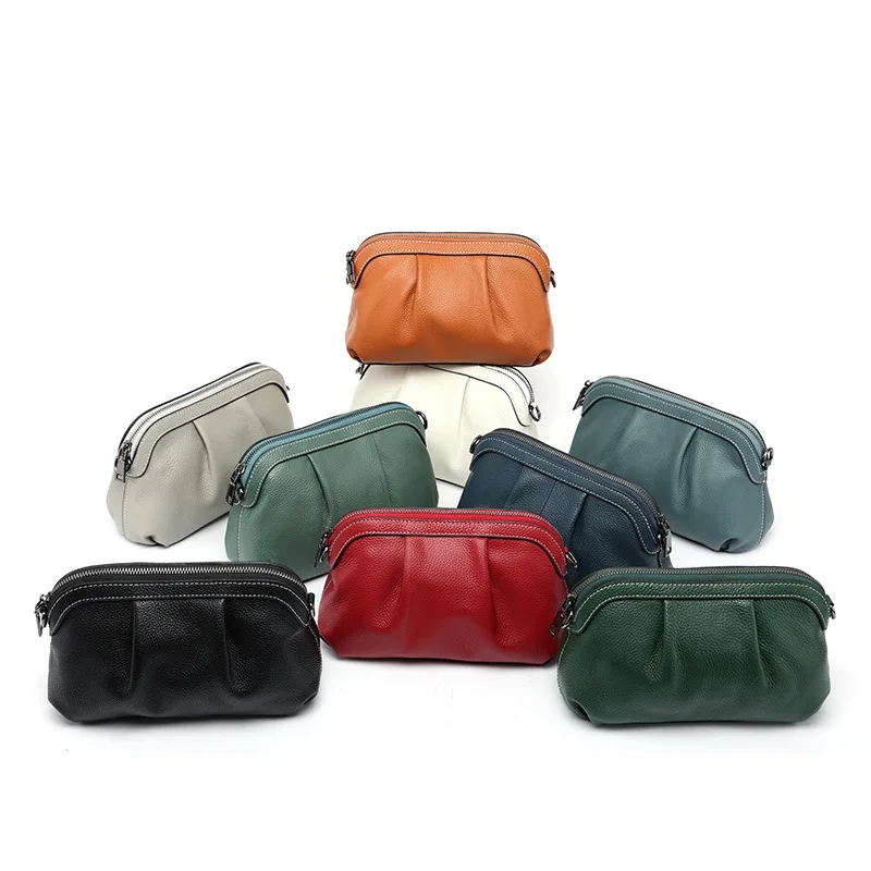 حقيقي طبقة علوية من جلد البقر حمل حقيبة 2025 جديد مصمم حقيبة فخمة للنساء موضة بسيطة مطوي الكتف حقيبة كروسبودي أنيقة