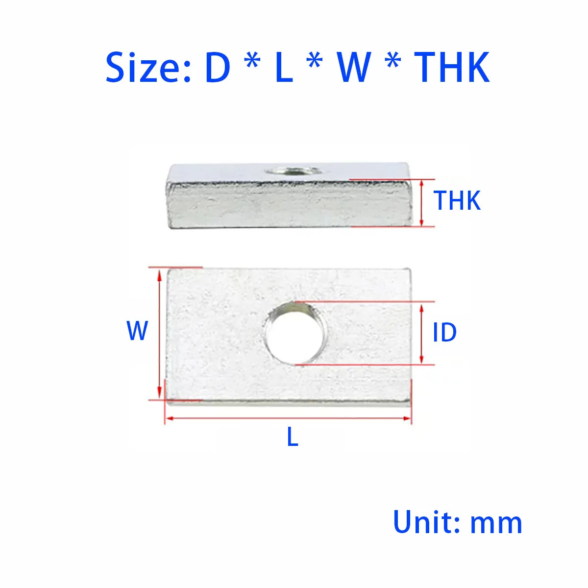 M3 M4 M5 M6 M8 Galvanized Carbon Steel Aluminum Square Nut Rectangular Nut Accessories