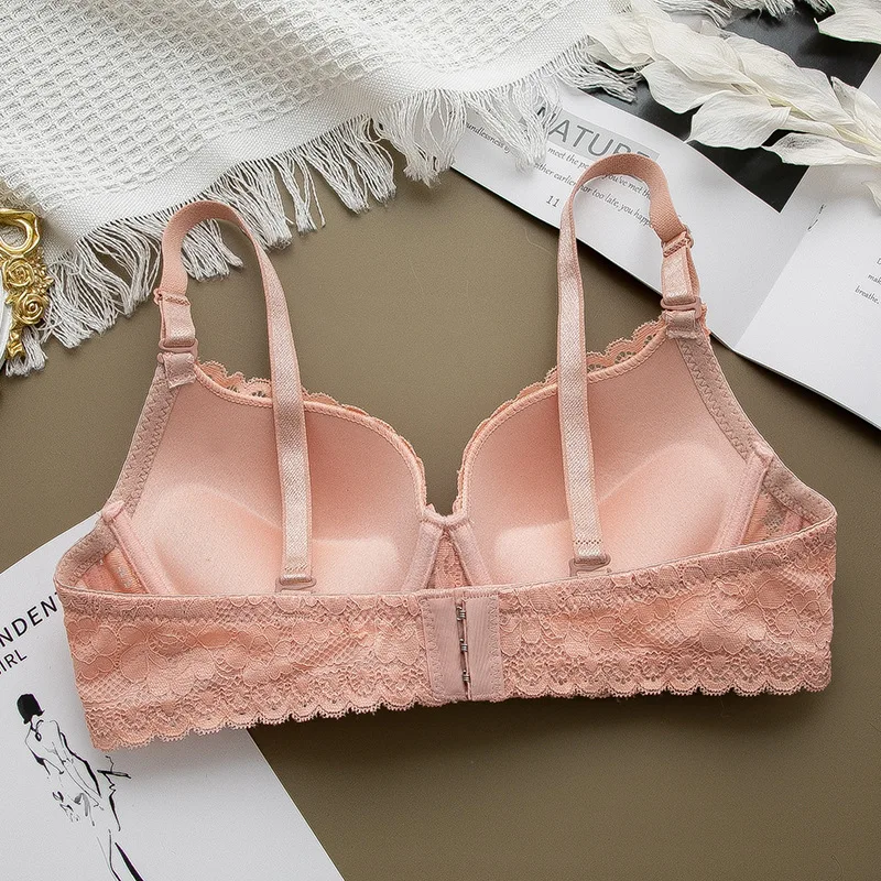 Sujetador de realce de encaje transpirable para mujer, ropa interior Sexy, Bralette, lencería íntima, talla grande 90B