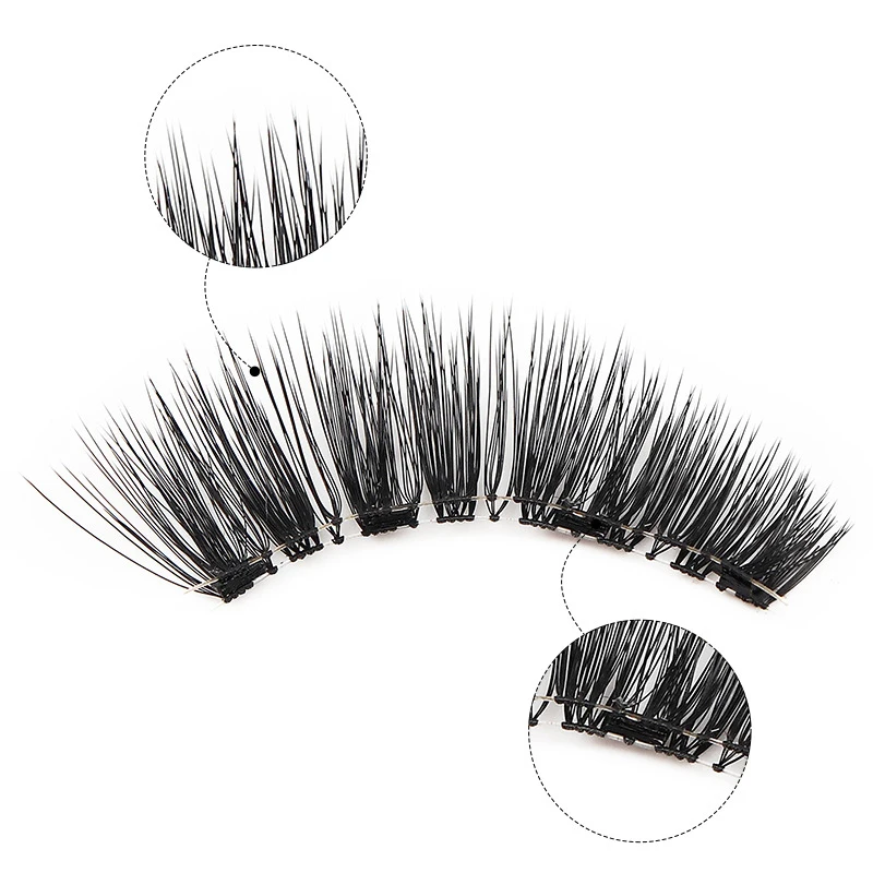 2 คู่ 3D แม่เหล็กขนตาปลอมแบบใช้ซ้ําได้ Magnetic Lashes 4 แหนบแม่เหล็กไม่จําเป็นต้องใช้กาว Natural Eyelash Extension