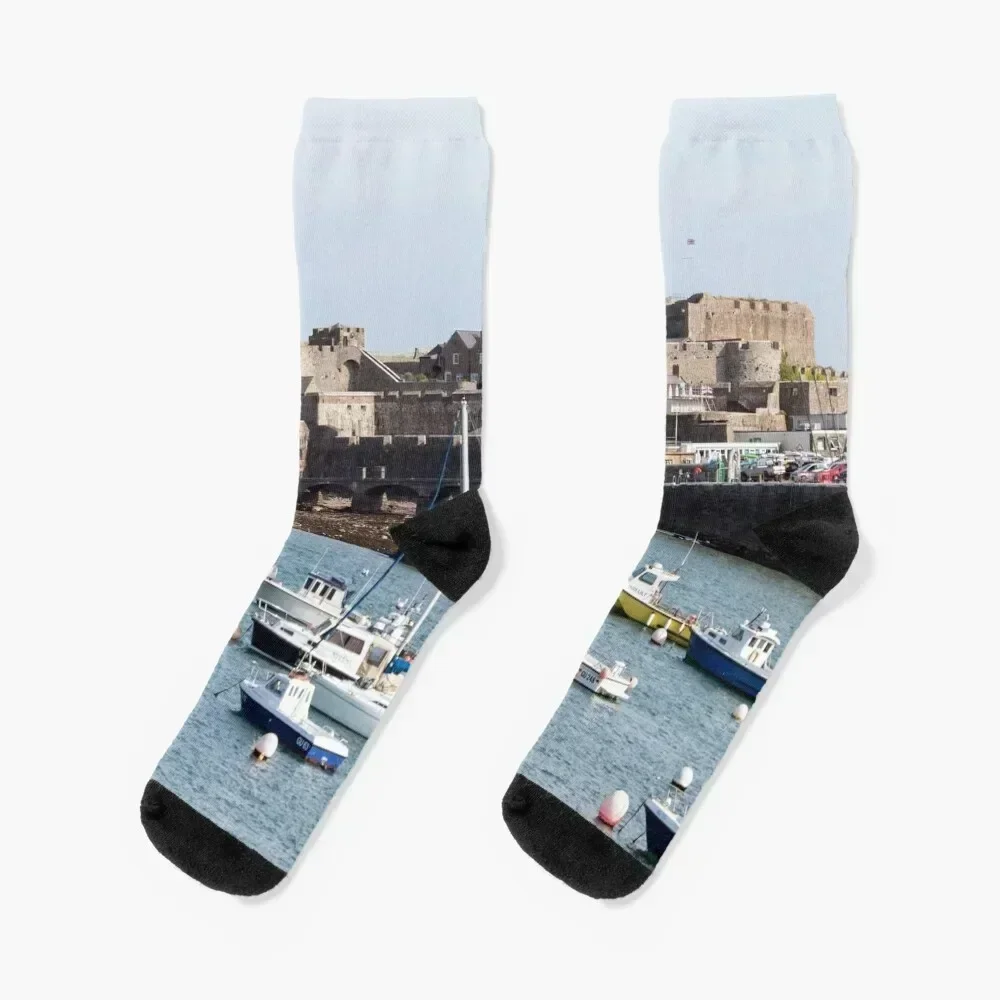 

Castle Cornet, Guernsey Socks men cotton high quality Christmas man floral Socks Female Men's
