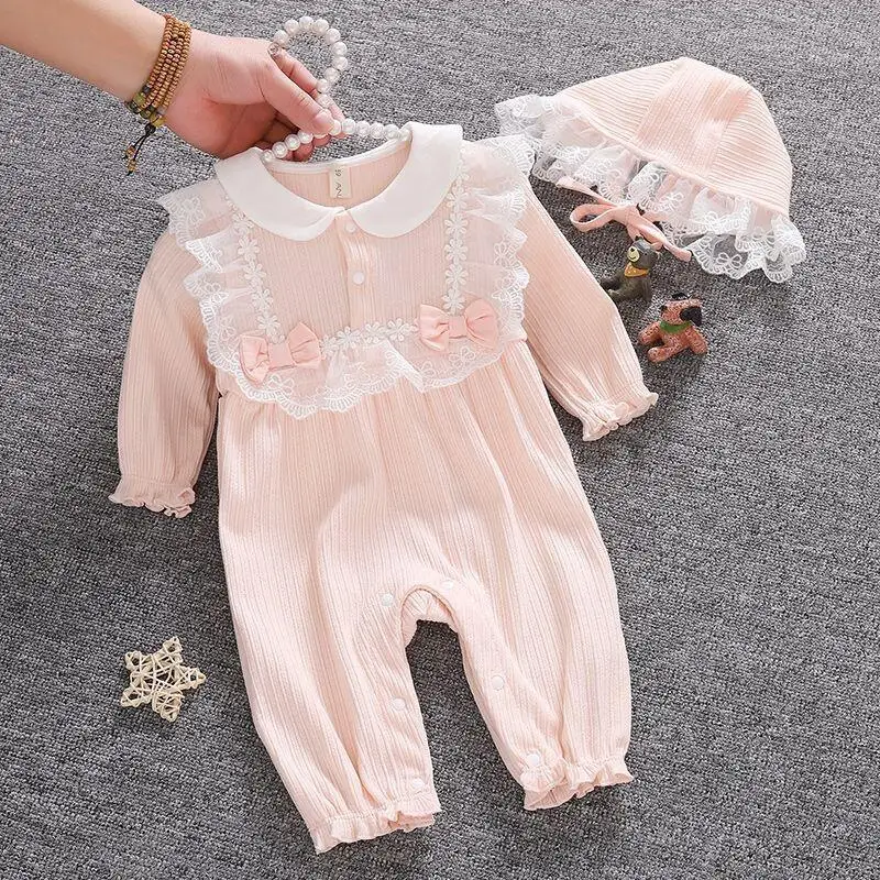 Spring Autumn Baby Pure Cotton Bodysuit Baby Girl Full Moon Princess Dress Comfortable Ventilate Spring Clothing Birthday Gift