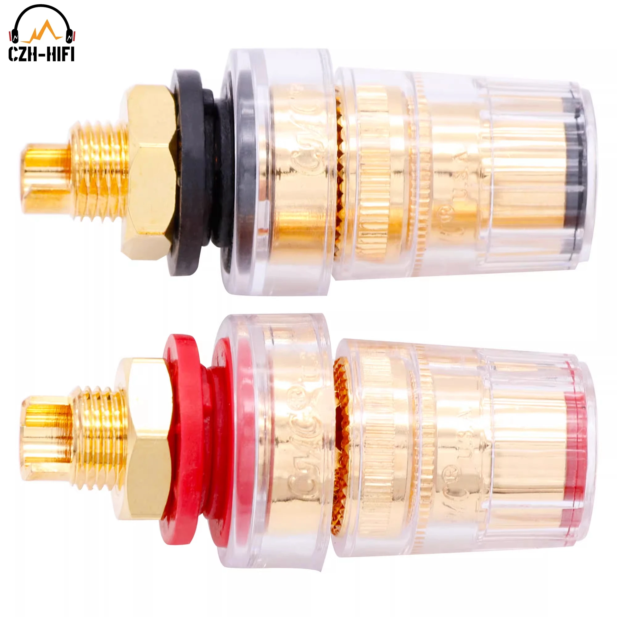 1pair CMC 858L-G High End Gold Plated Brass Audio Amplifier Binding Post Banana Plug Jack Speaker Terminal Socket Connector HiFi