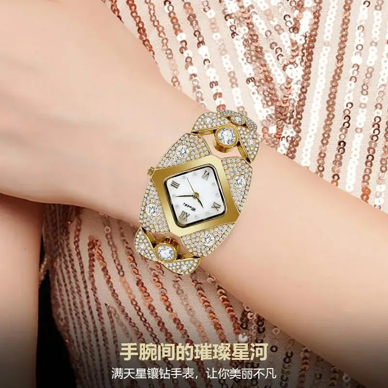 Orologio da polso al quarzo da donna elegante alla moda Orologio dorato di lusso originale per orologi da donna impermeabili in acciaio inossidabile da donna