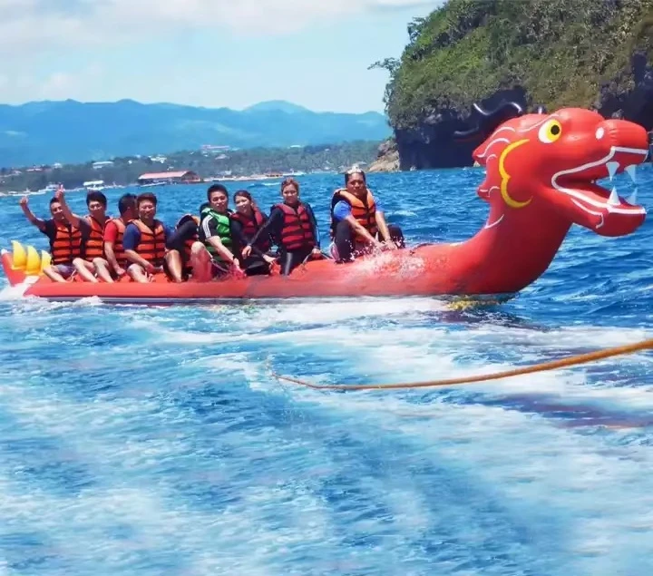 Hot Sale Entertainments Double Line Ocean Rider Inflatable  Banana Boat Fly Fish Inflatable Towable Boat Toy Red Dragon