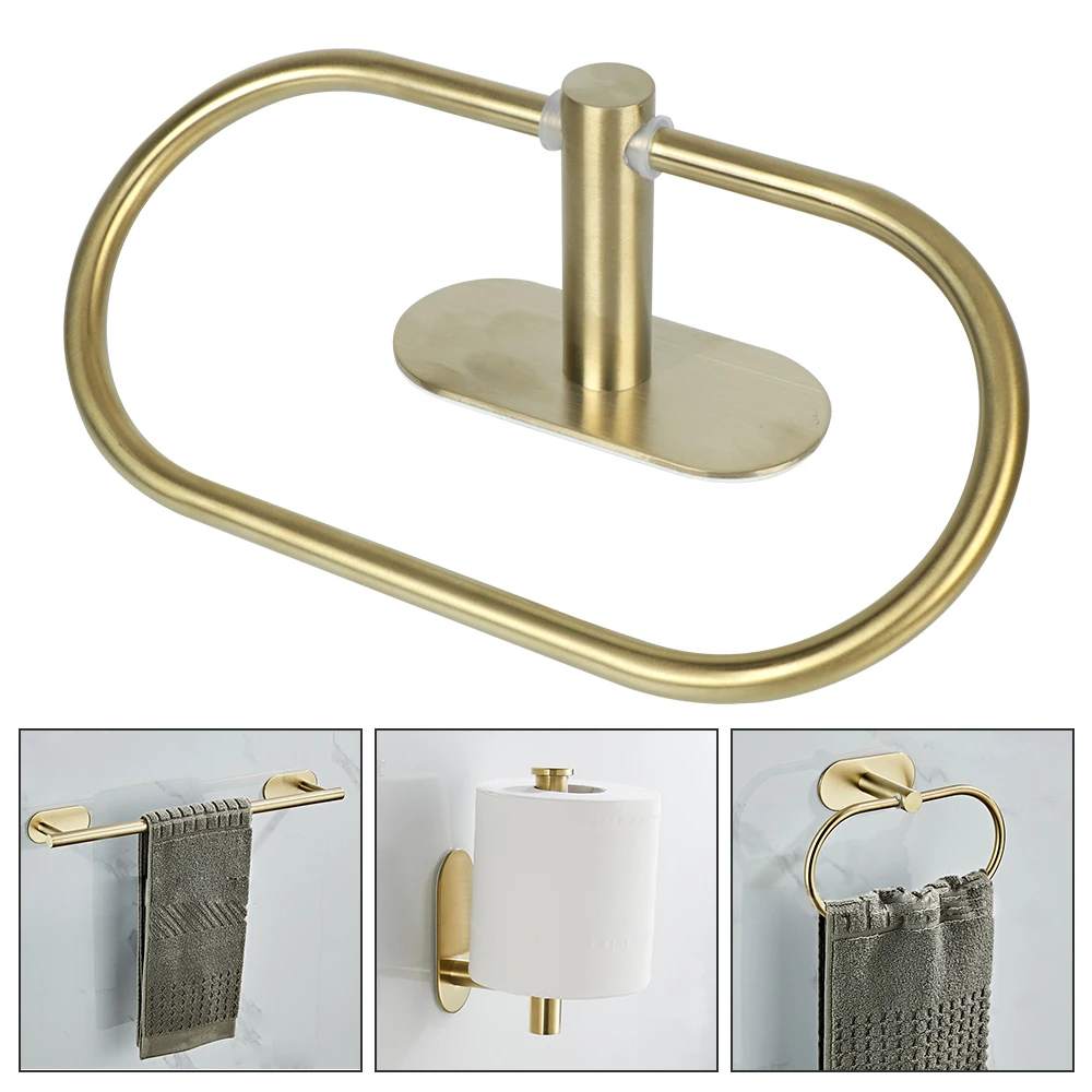 Self-Adhesive Towel Rack Wall-mounted Toilet Towel Paper Holder Punch-Free Bathroom Accessories Toilet Storage Shelf