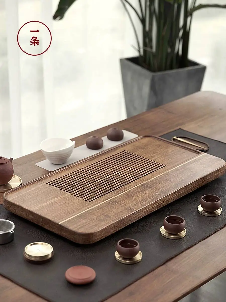 A Wood For Home Use, Simple Table, Kung Fu Ceremony Set, Japanese-Style, Solid Wood, Drainage Type, Drawer Type Tea Tray