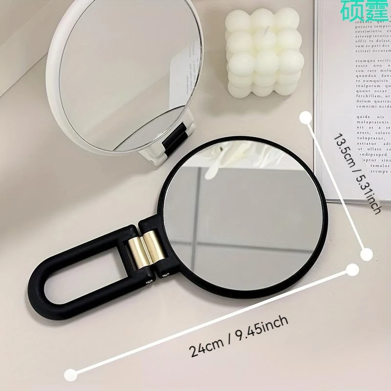Doppelseitiger Hand-Make-up-Vergrößerungsspiegel, tragbar, zusammenklappbar, für Reisen, kompakt, für Frauen, Schminktisch, Bad, Geschenk für Weihnachten