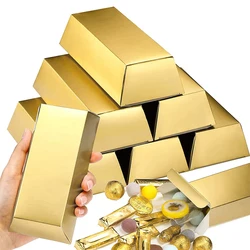 6Pcs Gold Bars Fake Bar Gift Box Party Favor Chocolate Gold Coins Foil Treasure Brick Paper Boxes for Christmas Wedding
