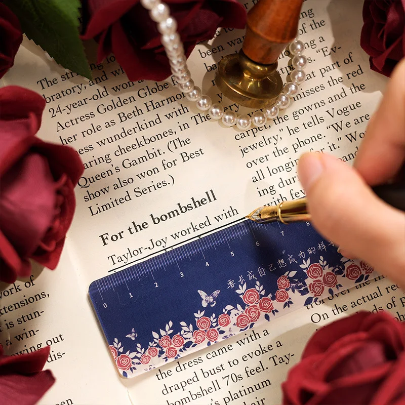 Rose Acrylic Ruler Pupils Ruler 15cm Scale Drawing School Supplies Aesthetic Stationery School Useful Beautiful Measuring Ruler