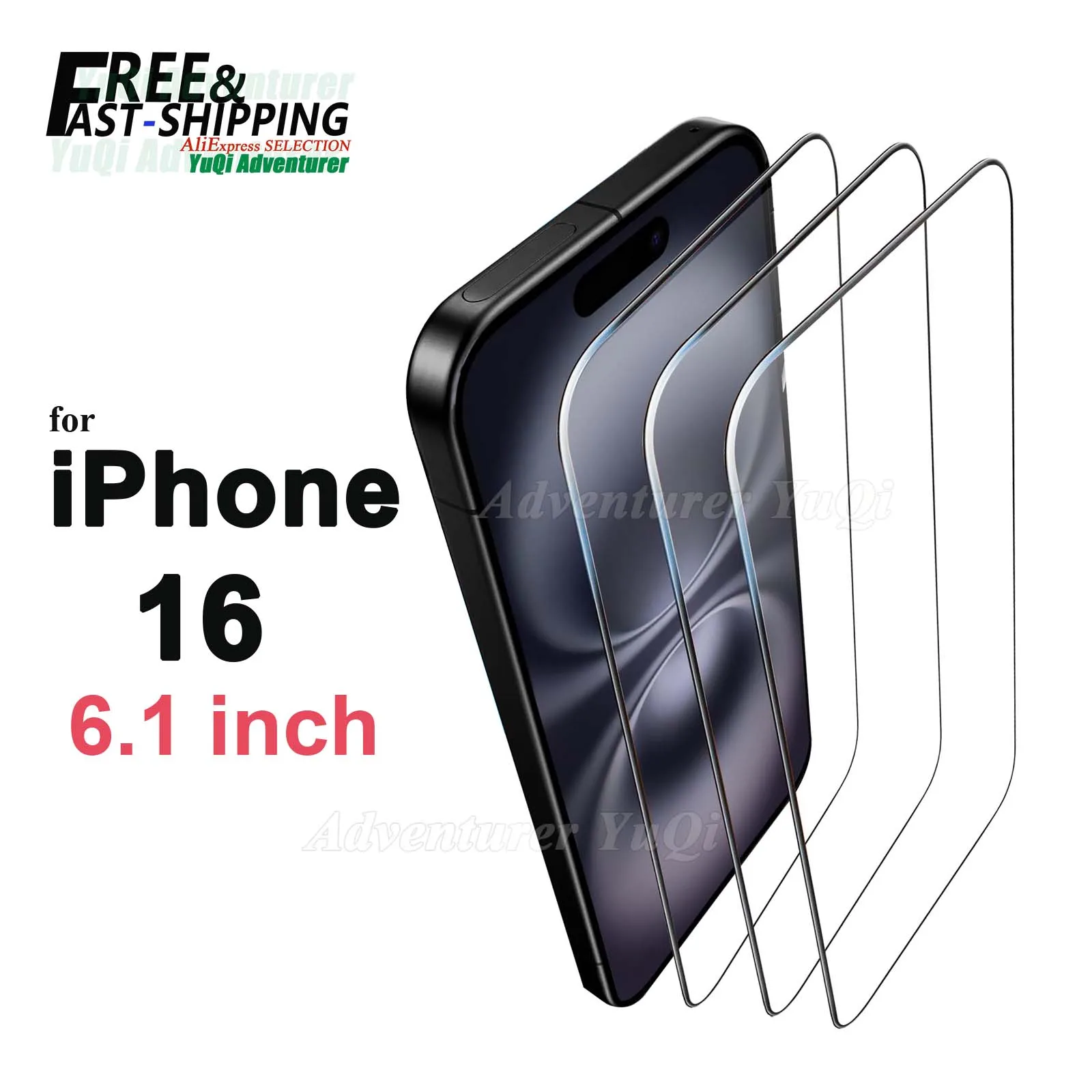 

Screen Protector for iPhone 16 6.1 inch Tempered Glass Crystal HD 9H Transparent Anti Scratch Case Friendly High Aluminum