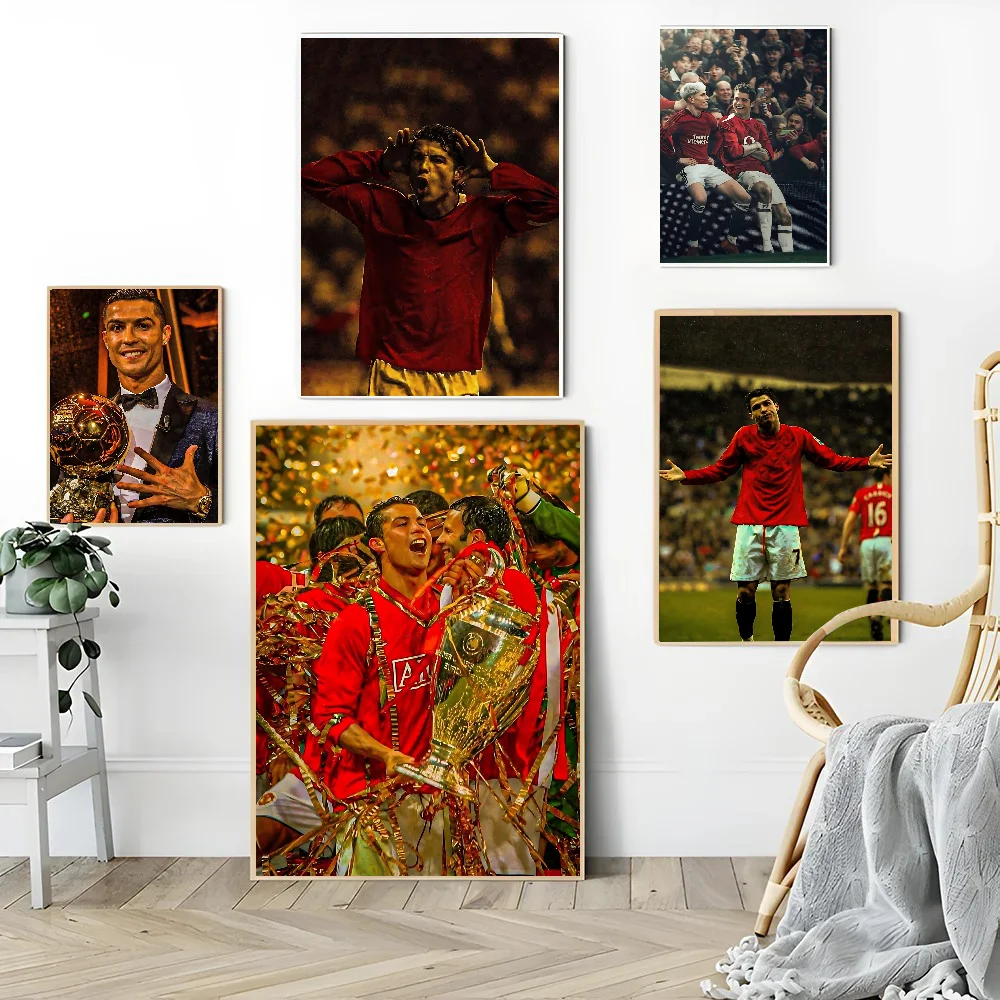 1 قطعة نجم كرة القدم الشهير C رونالدو المشارك ذاتية اللصق الفن ورقة مقاومة للماء ملصق مقهى بار غرفة جدار ديكور