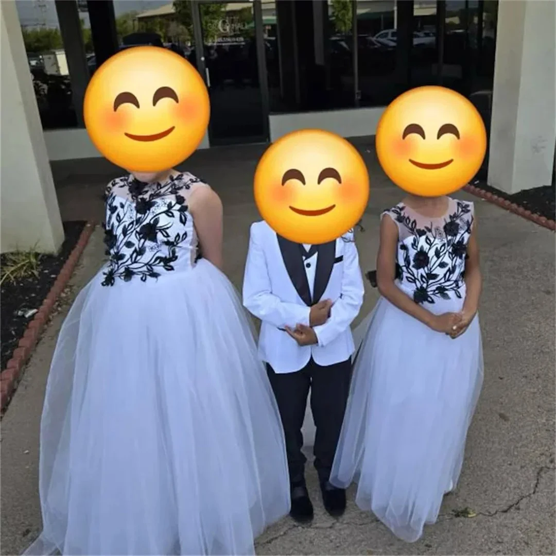 Vestido de princesa com apliques de tule, vestido de primeira comunhão até o chão, elegante, sem mangas, clássico, formal, personalizado