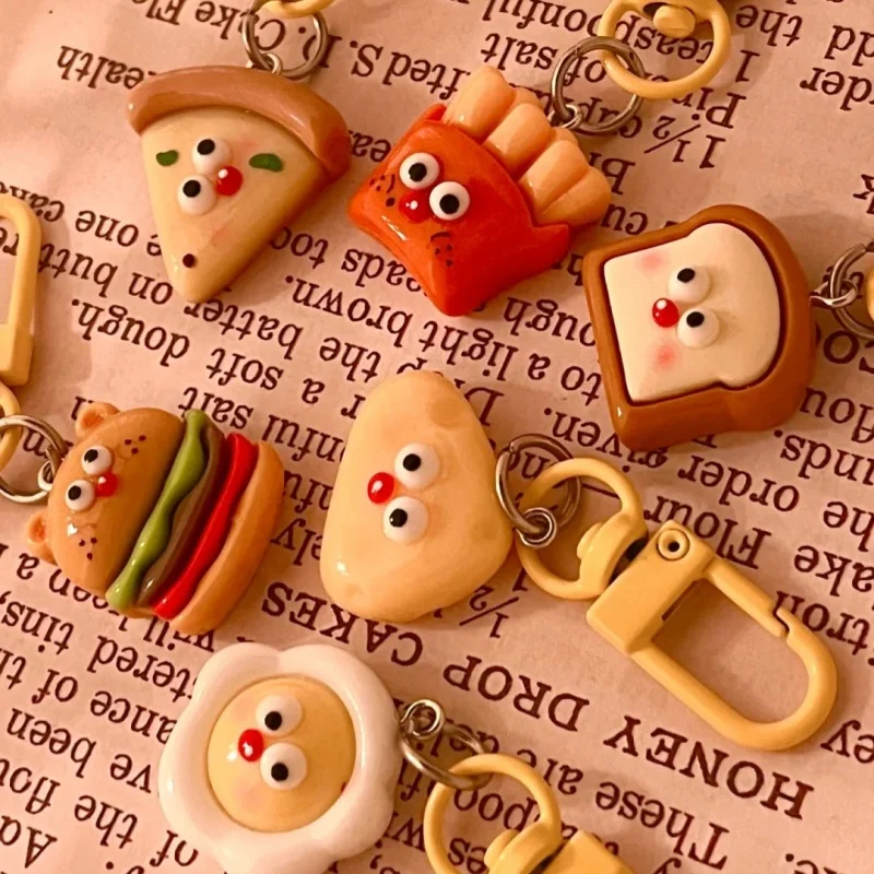 En Stock Japón Brightlink Crazy Burger llavero adorno para patatas fritas decoraciones de Pizza versión Q llavero cápsula de juguete